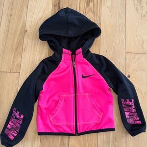 Nike Girls Full Zip Hooded Jacket - Black and Pink